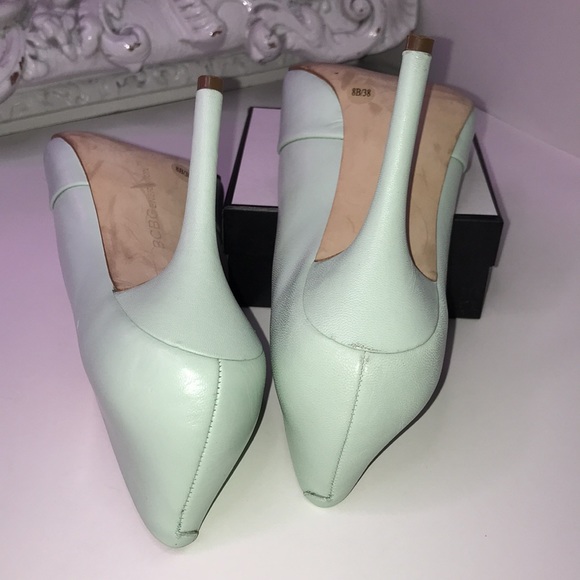 Seafoam Peep Toe Heels - Picture 7 of 9
